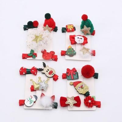 China Factory Wholesale Girls Fancy Christmas Hair Bow Cute Hair Pins Glitter Hair Clips for sale