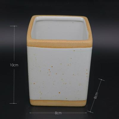 China Custom Ceramic Tea Microwavable Sugar Food Storage Jar Kitchen Cookie Candy Storage Container Pottery Coffee Tea for sale