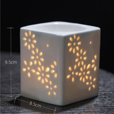 China AROMATIC OEM Custom Ceramic Wax Melt Burner Square Essential Fragrance Ceramic Oil Wax Burner for sale