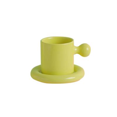 China Vitality Egg Yolk Cup and Saucer Combination Set Breakfast Office Coffee Cup Saucer Viable Creative Ceramic Tea Cup Saucer for sale