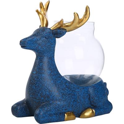 China Mid Century Ceramic Deer Home Decor Hydroponic Shaped Modern Glass Bodied Ceramic Vase Vase for sale