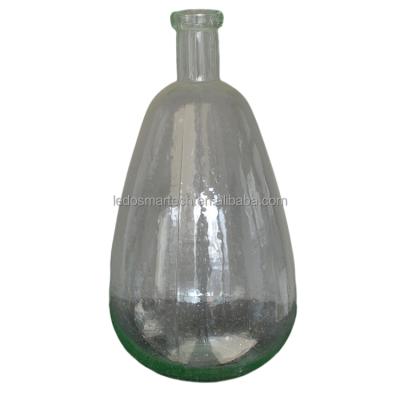 China Mid Century Style Clear Bottleneck Modern Narrow Mouth Bubble Glass Vase For Artificial Flowers for sale