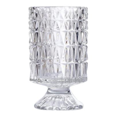 China Mid Century Modern Bohemian Crystal Vase Embossed Glass Flower Vases For Weddings Centerpiece for sale