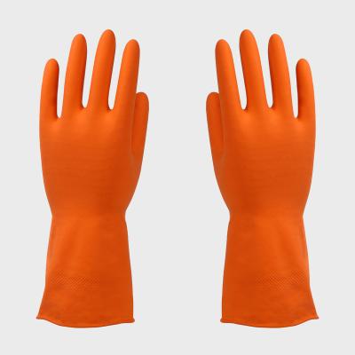 China Dishwashing Household Cleaning Latex Gloves Dish Long Rubber Gloves Washing Gloves Orange for sale