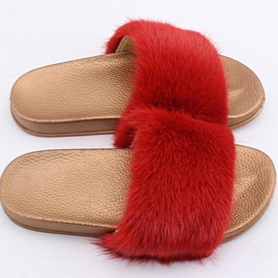 China CUSHIONING 2021 Mixed Colors Fashionable Mink Fur Slippers Custom Logo Real Mink Fur Slippers For Women Shoes for sale