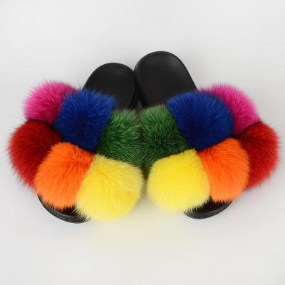 China Fashion Trend Stable Fuzzy Stable Soft High Quality Jelly Mixed Color Fur Slides Slippers for sale