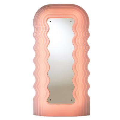 China Factory Direct Wholesale Non-Specific Mini Table Neon Pink Decorative Ultrafragola Small Makeup Wave Wavy Mirror for sale