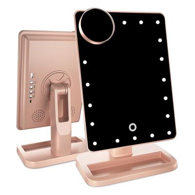 China Lighted Touch Screen USB Charging 10X Magnification 180 Degree Rotating 20 LED Light Makeup Mirror for sale