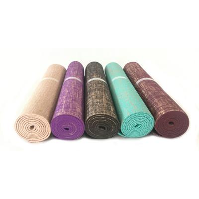 China Body Shaping Wholesale Custom Pilates Travel Printed Eco Friendly Non Slip Hemp Yoga Mat for sale