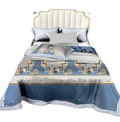 China hotel ready made customize design satin double queen quilt cotton bedding set for sale