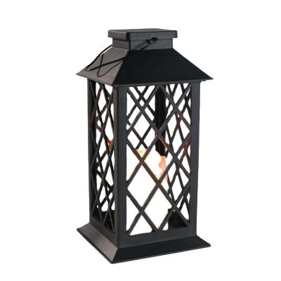 China dropshipping home decoration metal lantern with battery flickering flame led candle light black, for indoor outdoor use for sale