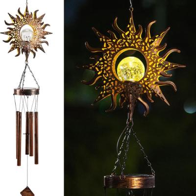 China Music Wind Chime Solar Wind Chimes for Outdoor Warm Solar Garden Sun Crack Glass LED Ball Lights Waterproof Wind Chime for sale