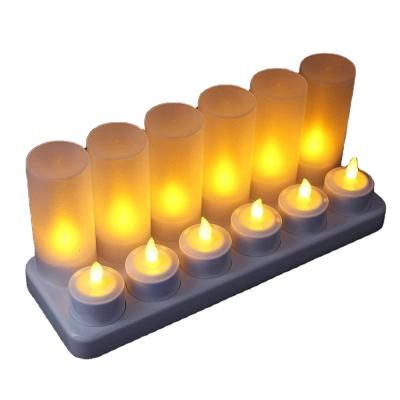 China Dropshipping Rechargeable Induction Charging Base Set Of 12 Rechargeable Led Tea Lights Candles for sale