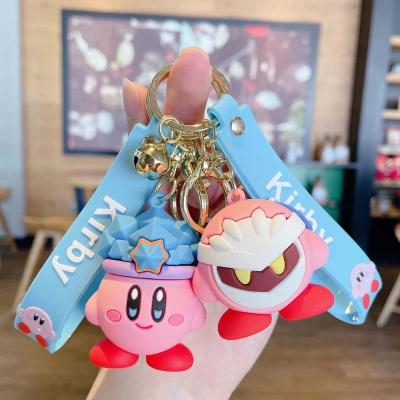 China Fashion Soft Cute Pink Cartoon Daliy PVC Kirby Bag Car Key Pendant Rubber Key Chain Game For Kids for sale