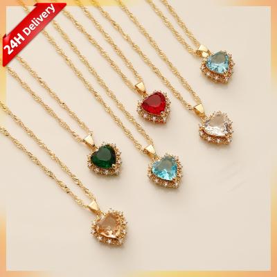 China 2022 FASHIONABLE Trendy Diamond Pendant Zircon Heart Shape Necklace of Gift for Girls for sale