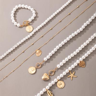 China CLASSIC Classic Gold Plated Pearl Chain Necklace For Women for sale