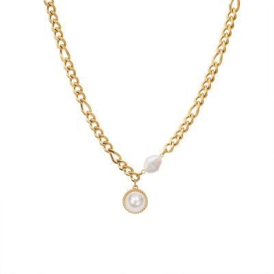 China CLASSIC Fashion Design 45cm Stainless Steel Pearl Necklace For Women for sale