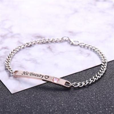 China 2022 Hiphop Fashion His Queen And His King Couple Bracelet Bangle Jewelry For Lover for sale