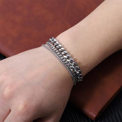 China Hiphop Fashion Miami Hiphop Cuban Link Bangle Bracelet Titanium Steel Jewelry For Women Men for sale