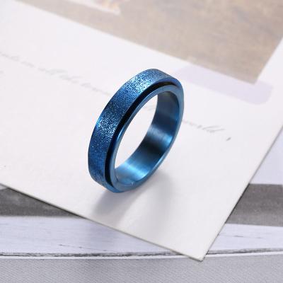 China 6MM Stainless Steel Fashion Jewelry Metal Gold Plated Rotating Romantic Rotating Rings For Women Men for sale