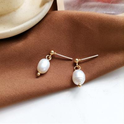 China INS CLASSIC Trendy Gold Plated Irregular Baroque Natural Freshwater Pearl Earrings Jewelry for sale