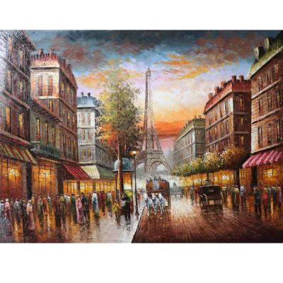 China New Classic/Postmodern Eiffel Tower Street Scene Office Decoration Landscape Oil Paintings For Home Decoration for sale