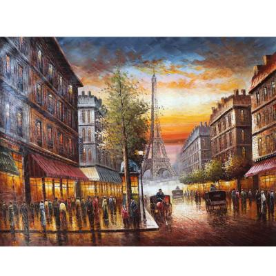 China CLASSIC Gold Color Paris Landscape Scene Art Home Decoration Eiffel Tower Oil Paintings On Canvas for sale