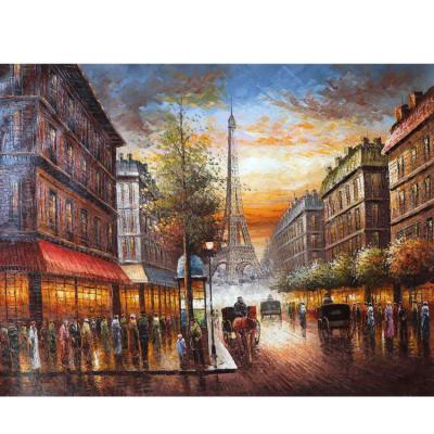 China CLASSIC Color Paris Street Scene Decoration Eiffel Tower Oil Paintings Wall Art for sale