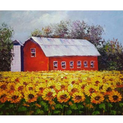 China Modern hand painted reproductions of sunflower oil paintings for wall decoration for sale