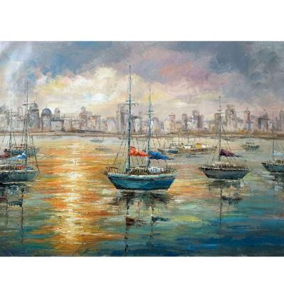 China Home Landscape Paintings Canvas Art Acrylic Gold Painting On Wall Decoration Modern Seascape Paintings for sale