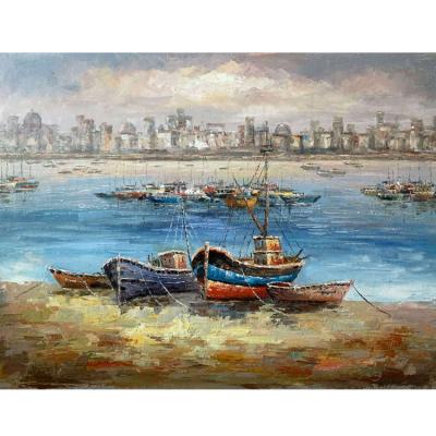 China Modern Pure Hand Painted Home Decoration Seascape Oil Painting Hanging Landscape Paintings for sale