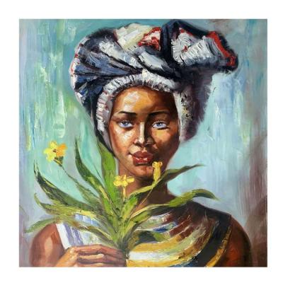 China Modern Top Selling African Lady Wall Art Oil Painting For Living Room Decoration for sale