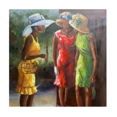 China Modern Top Selling Brown Handmade African Lady Modern Art Paintings For Living Room Decoration for sale