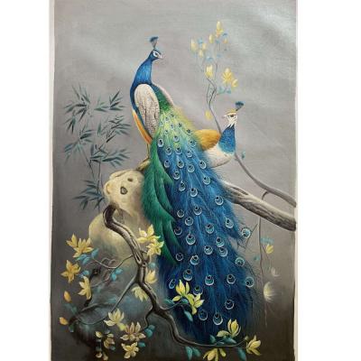 China Modern Hand Painted Animal Painting Decoration Bird Home Oil Painting Bedroom Hanging Painting for sale