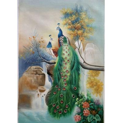 China Modern Colorful Animal Oil Painting Drop Shipping Peacock Home Decoration for sale