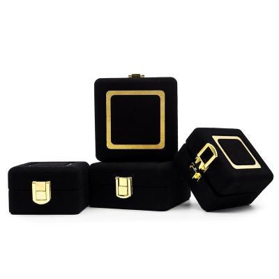 China Handcrafted/Mature Workmanship New Arrive High Grade Black Microfiber Gold Metal Lock Jewelry Boxes For Jewelry Storage Custom Wholesale for sale