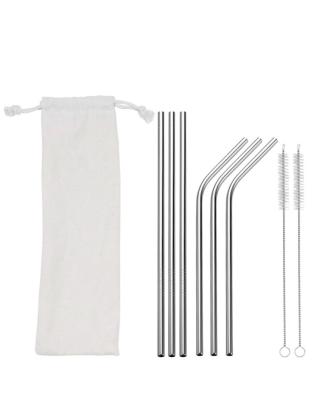 China Wholesale Custom Reusable Stainless Steel Cocktail Straw Stainless Steel Metal Straws Set With Pocket Drinking Straw With Brush for sale