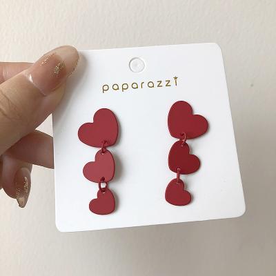 China FASHIONABLE red love earrings fashion temperament female earrings long 2022 new retro Hong Kong style fashion trendy earrings for sale