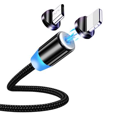 China 3 in 1 Fast Charging Rotating Data Line USB Magnetic Charging Data Cable 540 Degree Rotation Connector with Micro C/USB Type/Apple Lightning for Mobile Phone for sale