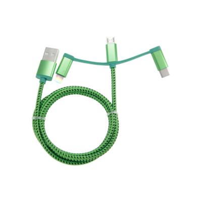 China New mobile phone product sales data cable strongest durable 3 in 1 USB nylon braided charging cable for sale