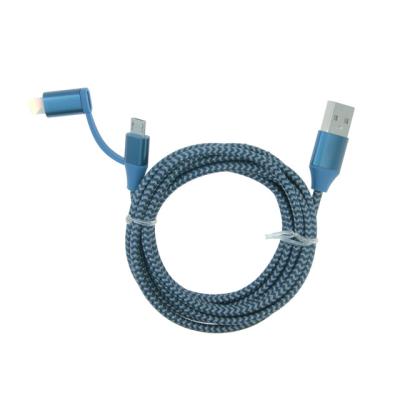 China Mobile phone 2 meter nylon braided stripe usb charging cable for IOS / micro usb cable charger for sale