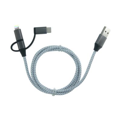 China Camera Customized Logo Nylon Braided 3 in 1 USB Data Cable for Phone Computer Cables 3 in 1 Charging Cable for sale