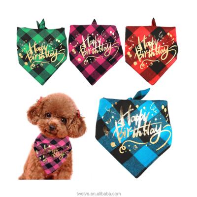 China Luxury Padded Plaid Birthday Gift Pet Christmas Costume Triangle Scarf Fit Dog Clothes Dog Bib for sale