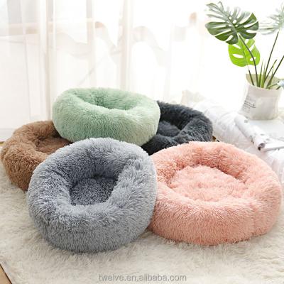 China 50cm Warm Cat Sleeping Cat Nest Pet Bed Round Pet Bed Cheap Comfortable Breathable Fluffy Soft Bed for sale