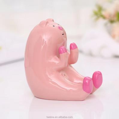 China Japan ; Europe Cute Animal Business Card Holder For Desktop Statue Business Card Holders Resin Piggy Bank for sale