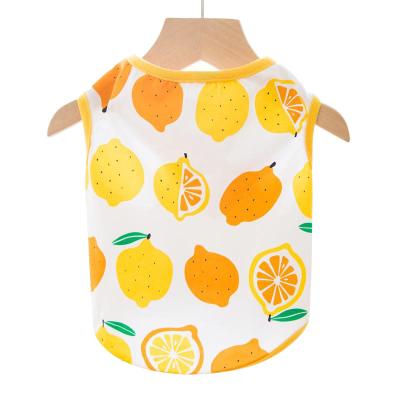 China Viable Cute Lemon Printing Dog Clothes Dropshipping Pet Vest Blank Pet T-shirt Breathable Dog Vest for sale