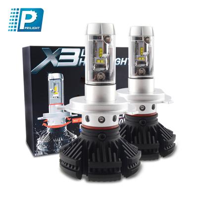 China Universal Car Light Bulbs H4/H7/H13 LED Headlight Bulbs Conversion Kit X3 Chips Low Beam /Fog Headlight Bulb Kit 4000LM 6500K Custom Xenon White for sale