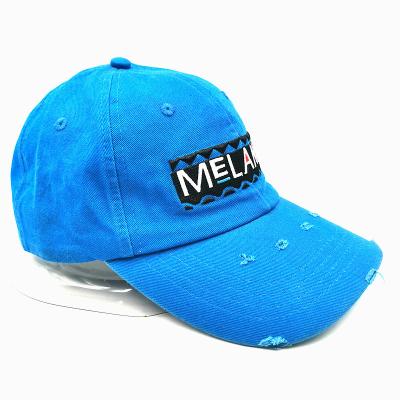 China JOINT Best Selling 6 Panel Hat Embroidery Blue Baseball Cap Distressed Custom Dad Hat for sale