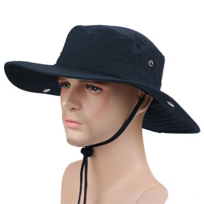 China Clean JOINT Design Wide Brim White Hat Custom Summer Fishing Bucket Hat With String for sale