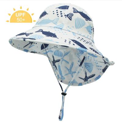 China Character Boys Girls UPF 50+ Kids Beach Hat Sun Protect Sun Hat With Wide Brim Neck Flap for sale